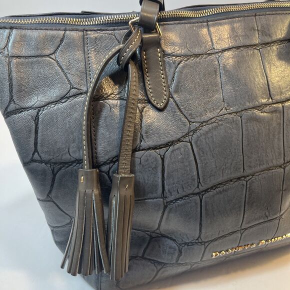 Dooney & Bourke Maxine Tote Denison Leather Smoke Gray Shoulder Bag Crocodile - Picture 3 of 15